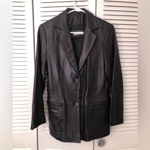 Classic Vintage 90s Black Leather Blazer Jacket —Butter Soft